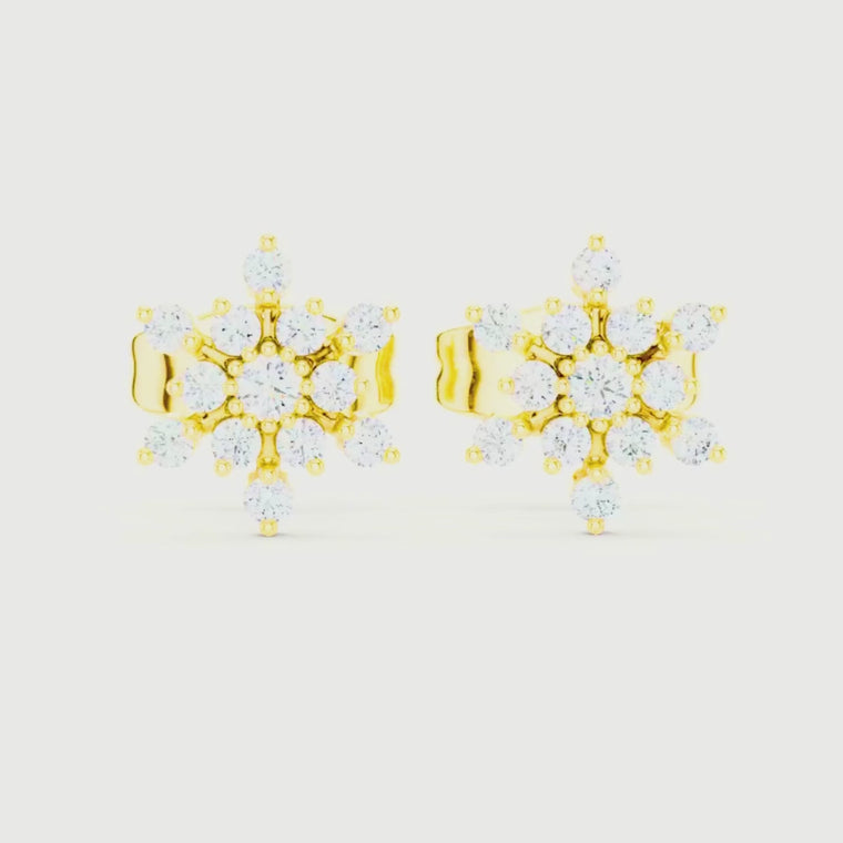 Snowflake Floral Cluster Round Stud Earring video