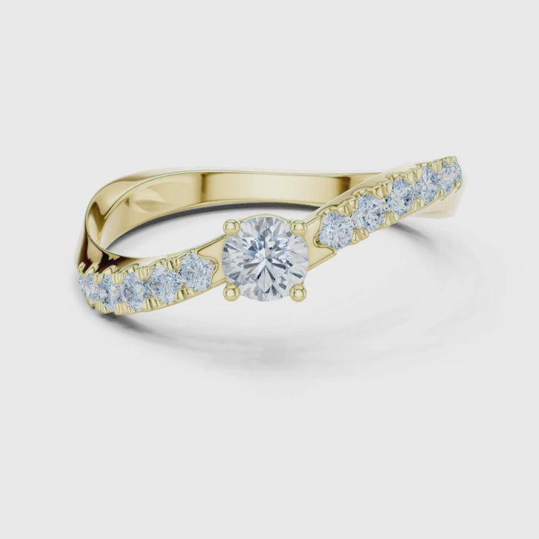 Round Curve Pave Engagement Ring video