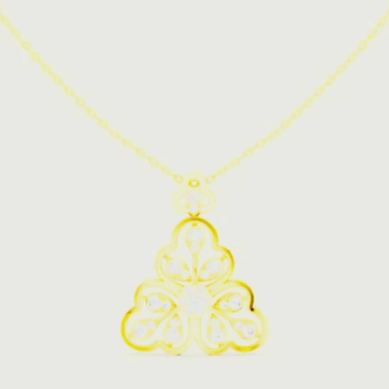 Three Leaf Floret Layering Pendant Encrusted with Multi Stone video