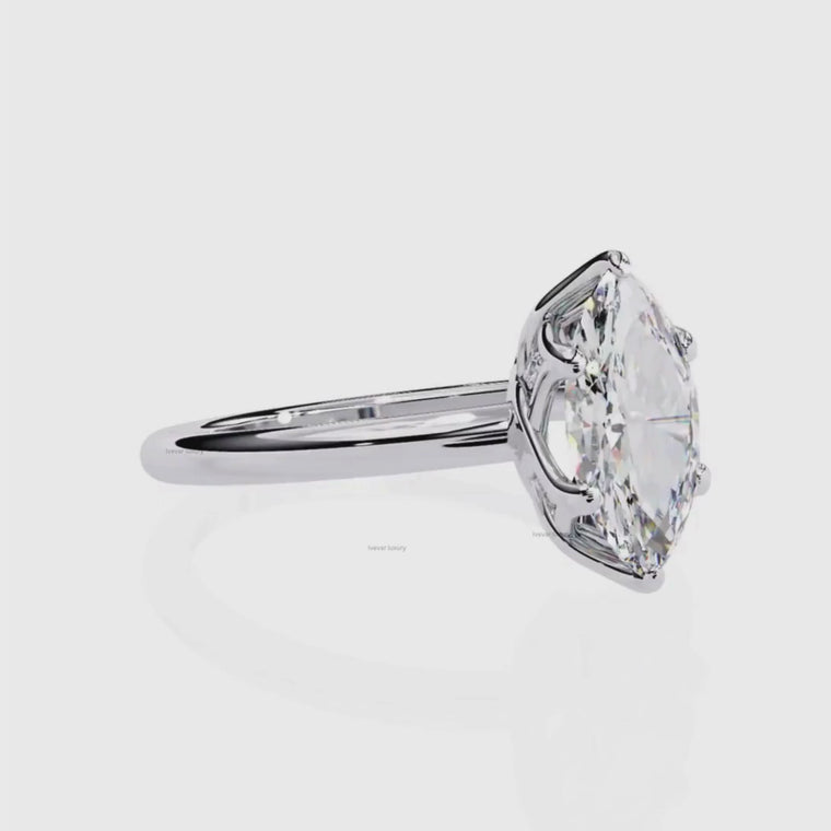 Six Pave Setting Marquise Solitaire Engagement Ring video