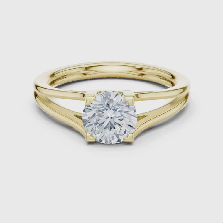 Round Cut Split Shank Solitaire Engagement Ring video