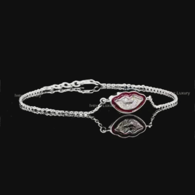 Antique Cut Red Enamel Slice Delicate Chain Bracelet video