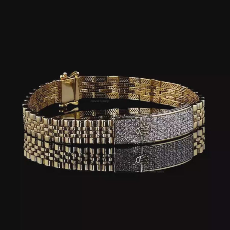 Round Cut Lab Grown Diamond Pave Brick Link Bracelet video