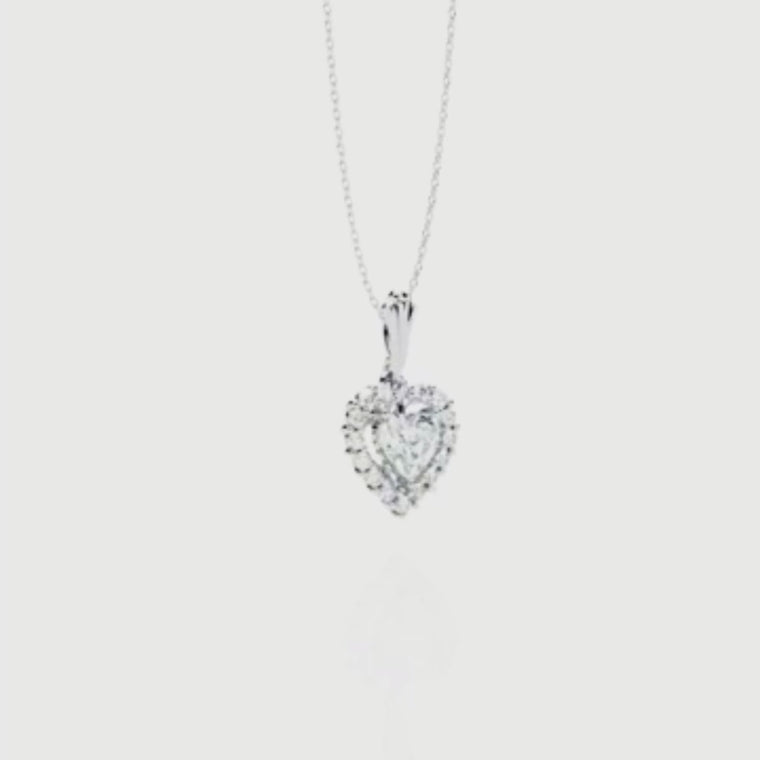 Heart Shape Halo Pendant Necklace video