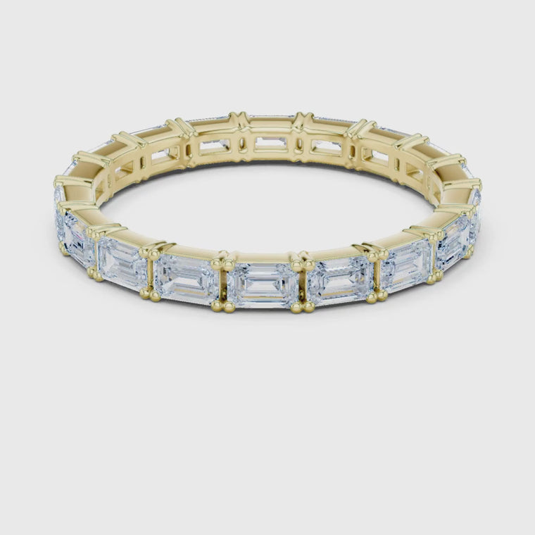 Pave Setting Emerald Cut Eternity Wedding Band video