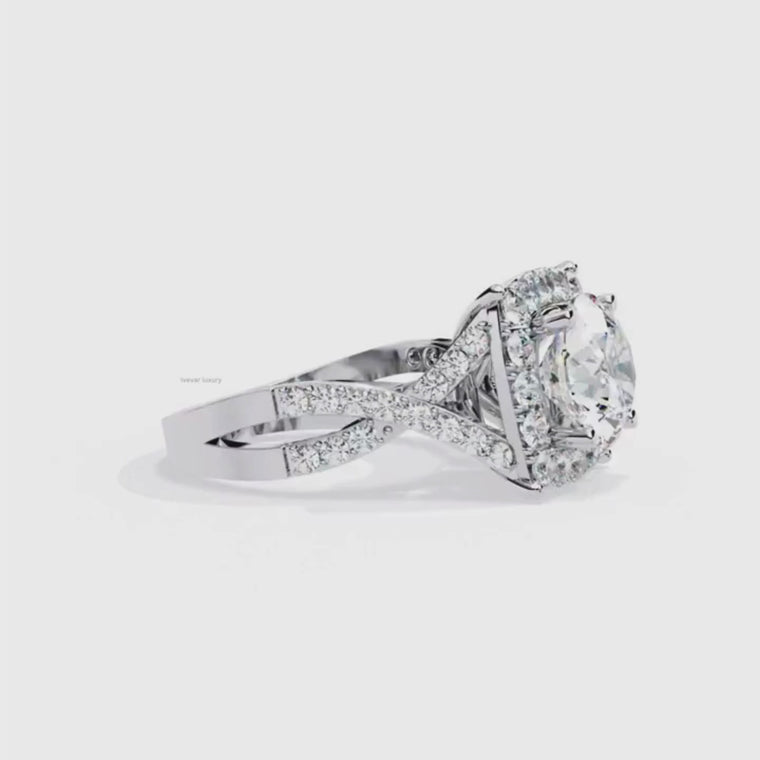 Round Halo Ring with Princess Side Stones video