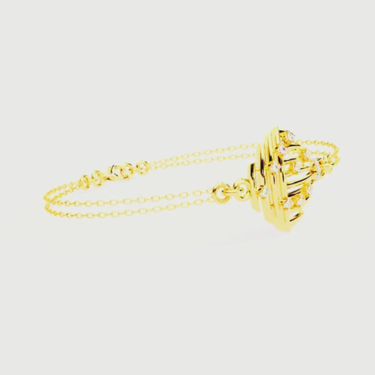 Round Cut Curved Motif Double Chain Bracelet video