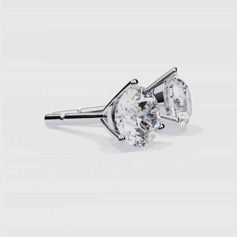 Round Three Prong Stud Earrings video