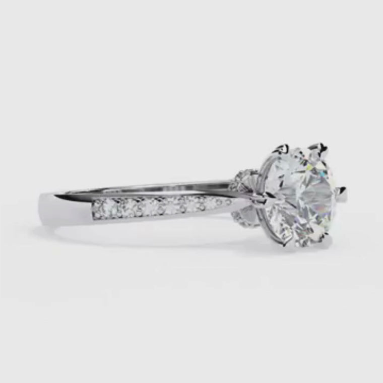 Heart Shape Prong Round Cut Solitaire Engagement Ring video