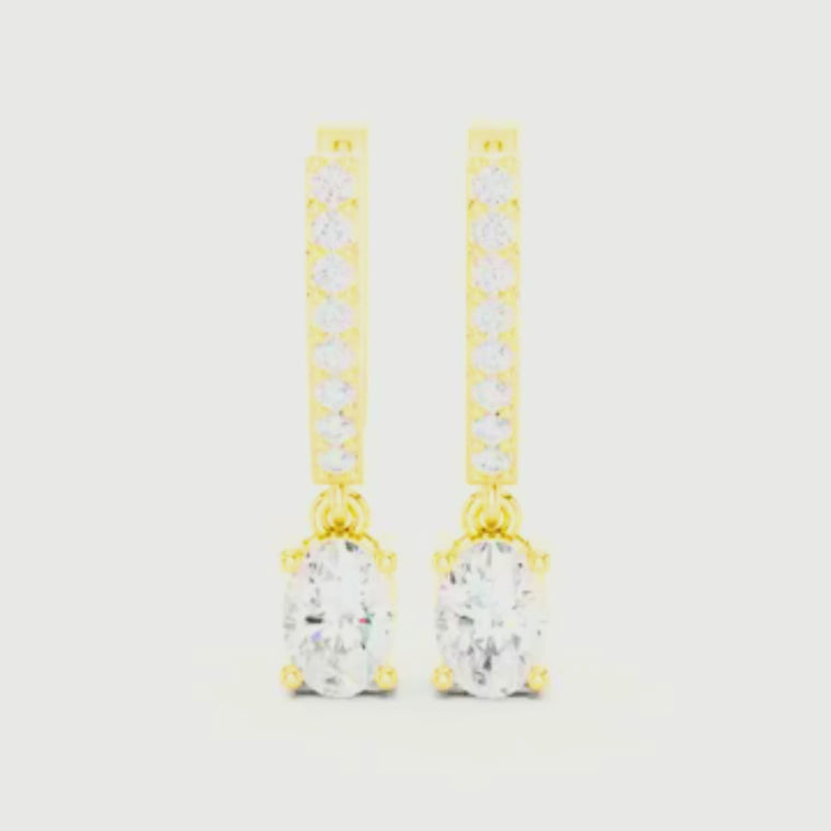 Oval Cut Lab Diamond Bar Drop Earrings video