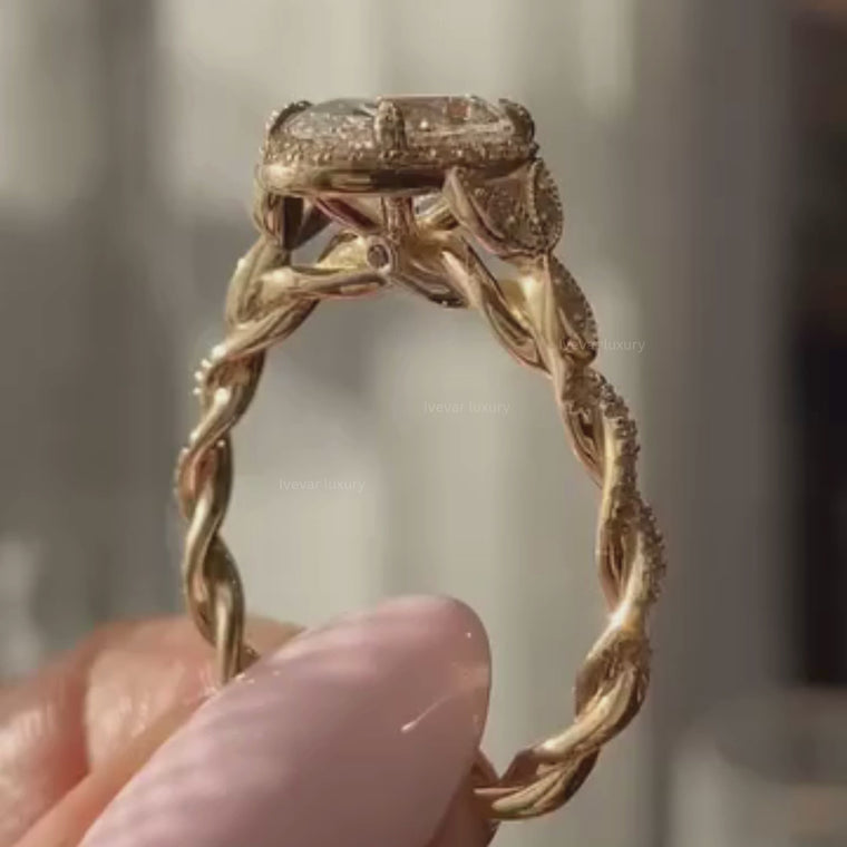 Vintage Milgrain Halo Oval Cut Wedding Ring video