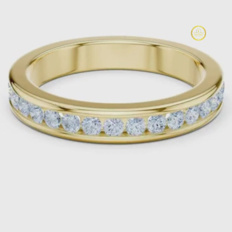 Round Cut Men's Single Row Channel Set Ring video