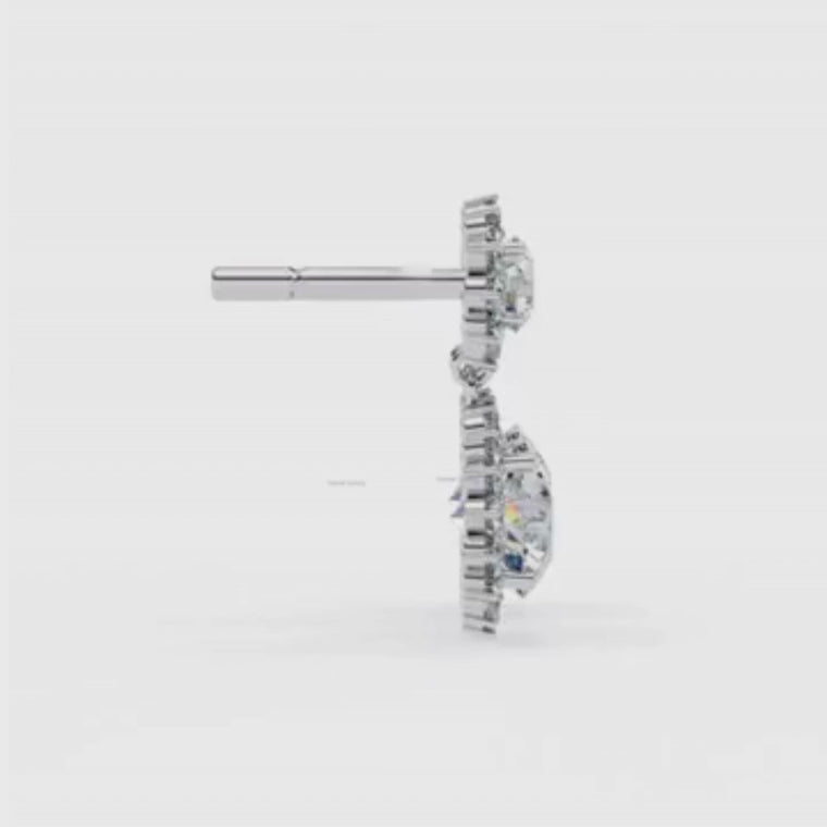 Sunburst Floral Halo Round Brilliant Drop Earring video