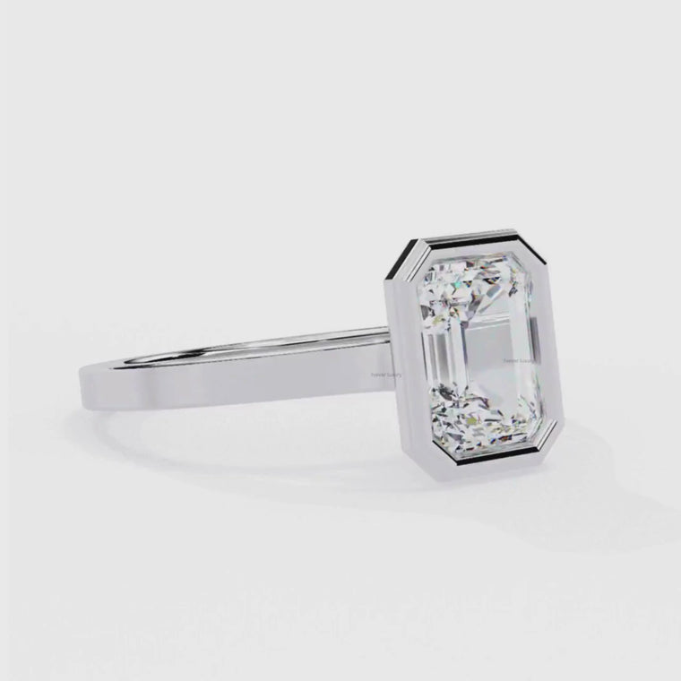 Bezel Setting Emerald Cut Engagement Ring video
