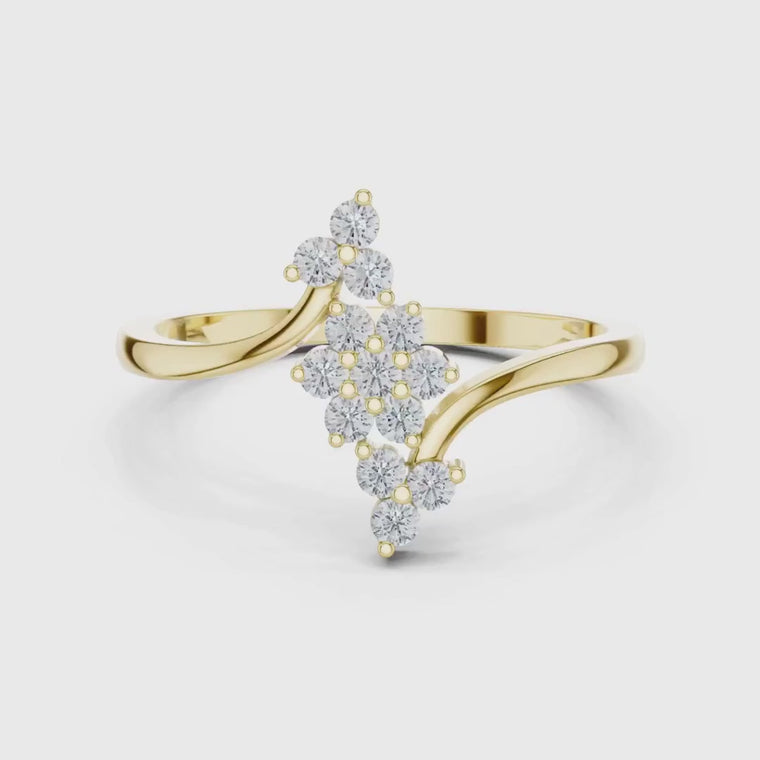 Floral Cluster Bypass Engagement Ring video
