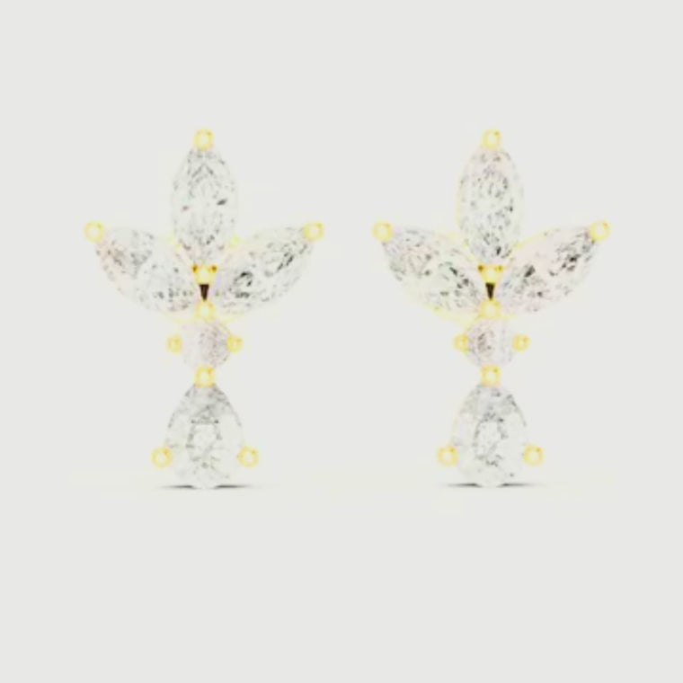 Marquise Butterfly Cluster Drop Stud Earrings video