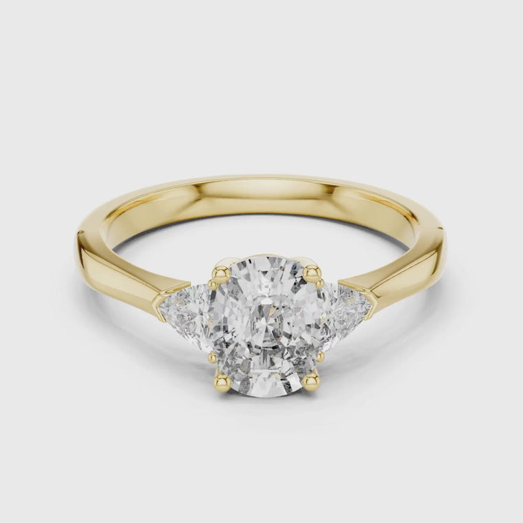 Three Stone Oval Cut Engagement Ring With Trillion Sidestone video