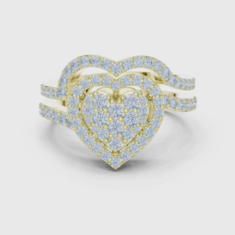 Round Cut Multi Row Pave Halo Diamond Ring video