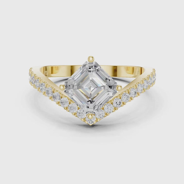 Chevron Asscher Cut Ring For Women video