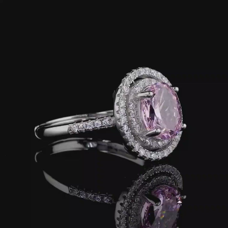 Fancy Intense Pink Oval Double Halo Engagement Ring video
