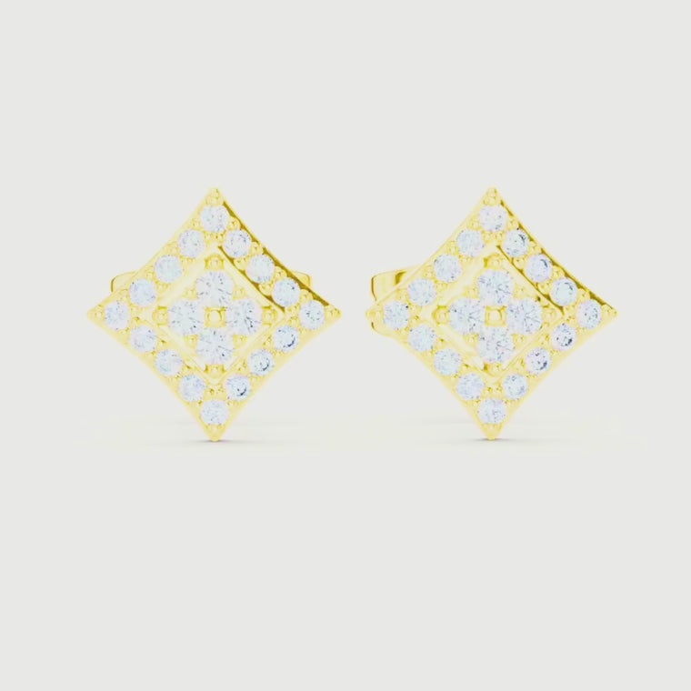 Square Round Multi Stone Stud Earrings video