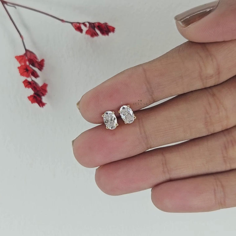 Oval Cut Lab Grown Diamond Solitaire Setting Stud Earring video