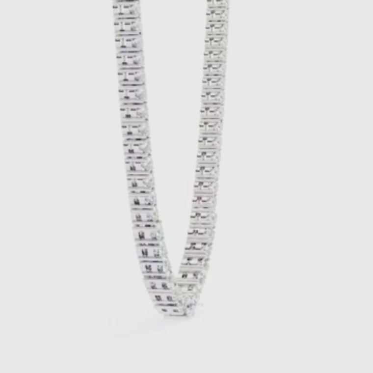 Round Cut Tennis V Necklace video