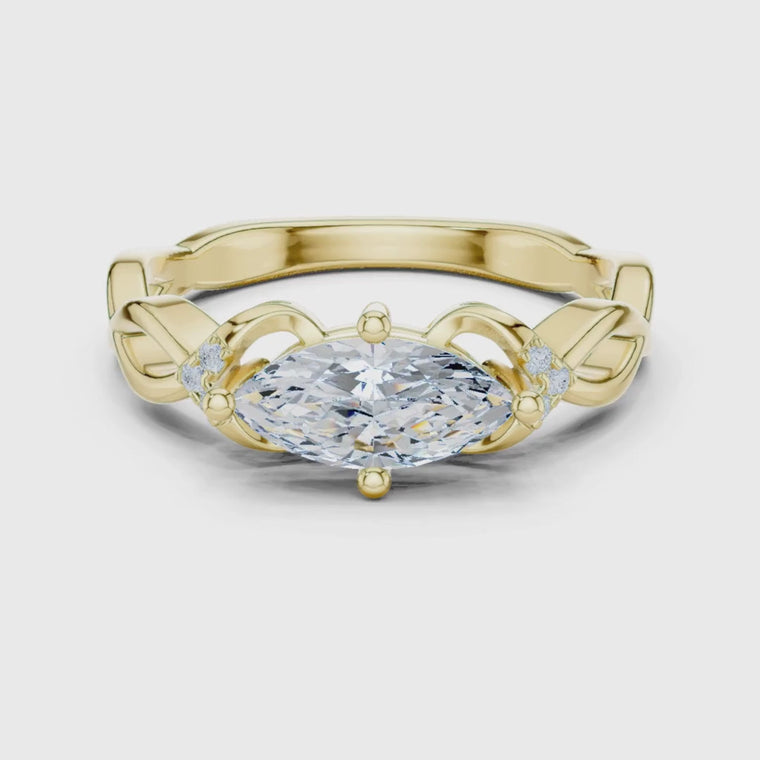 East West Marquise Cut Twisted Band Engagement Ring video