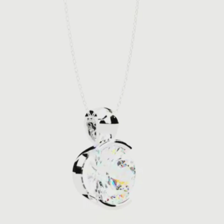 Contemporary Round Solitaire Partial Bezel Set Pendant video