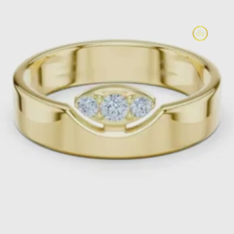 Round Cut Men's Unique Geometric Anniversary Ring video