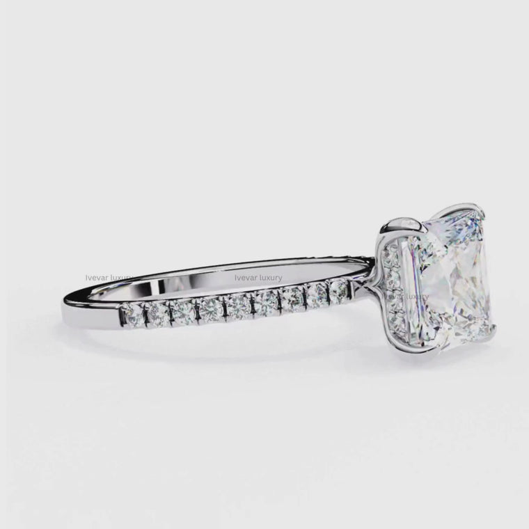 Hidden Halo Princess Cut Pave Anniversary Ring video