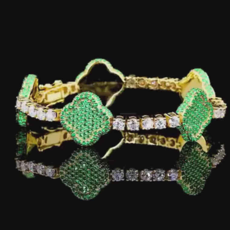 Green Clover Cut Tennis Bracelet video