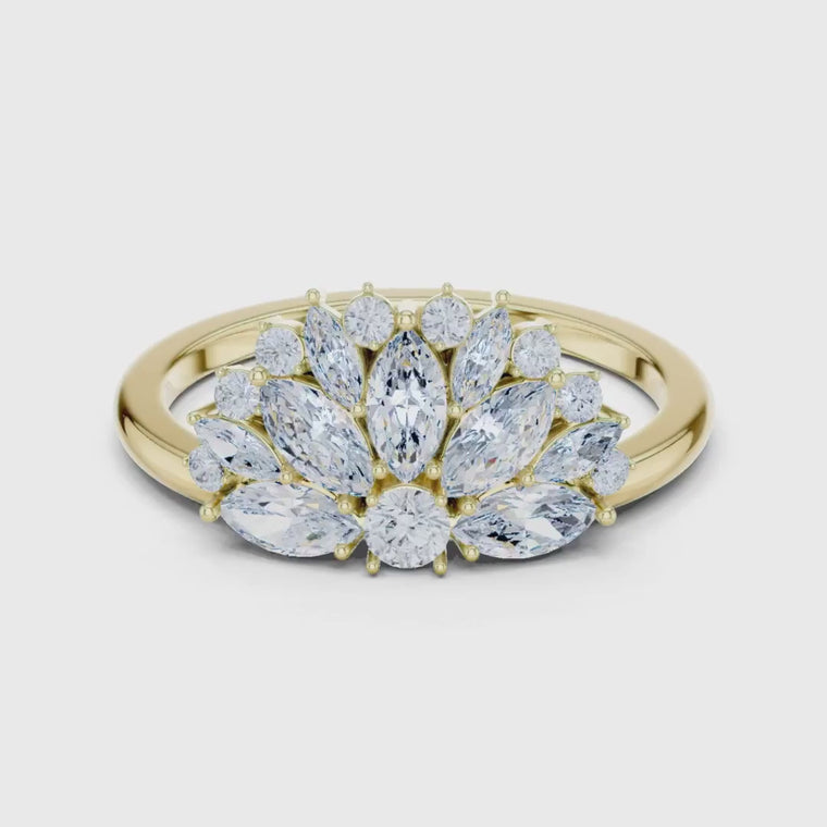 Marquise Floral Cluster Cocktail Ring video