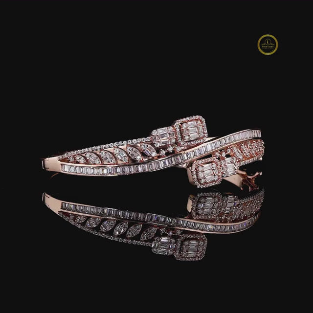 Baguette Emerald & Round Cut Leaf Cluster Bypass Bangle video