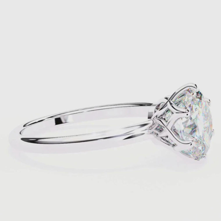 Six Pave Setting Oval Solitaire Engagement Ring video