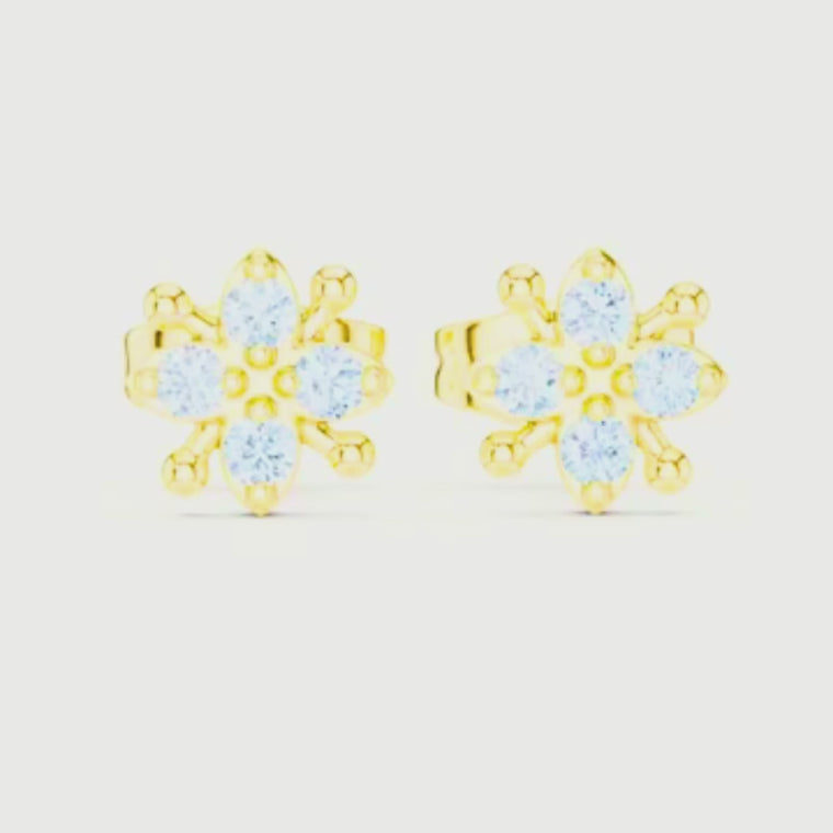 Floral Star Round Stud Earring with Sculpted Petal Accents video