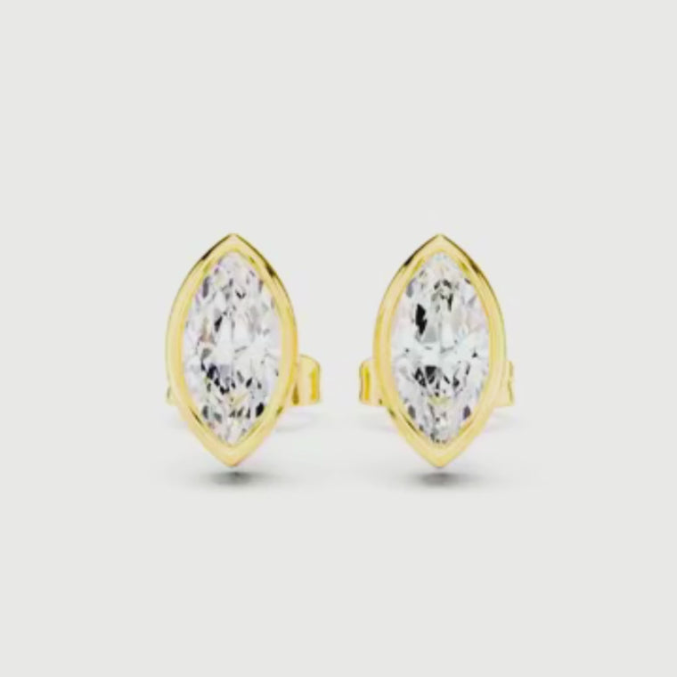 Marquise Bezel Navette Stud Earrings video