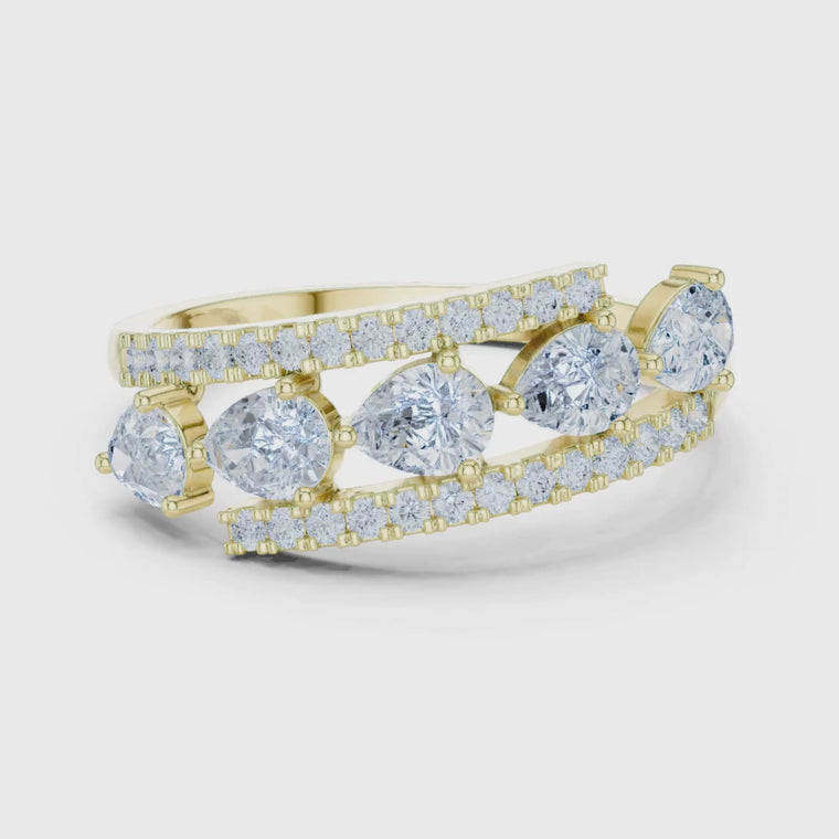 Five Stone Pear and Round Bypass Wedding Band video