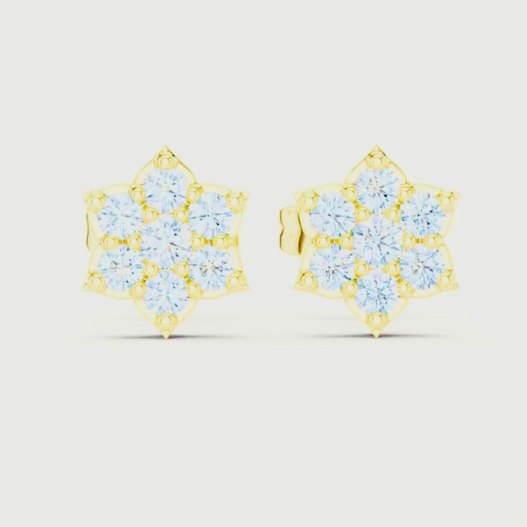 Starpetal Round Cluster Earrings with Floral Points video