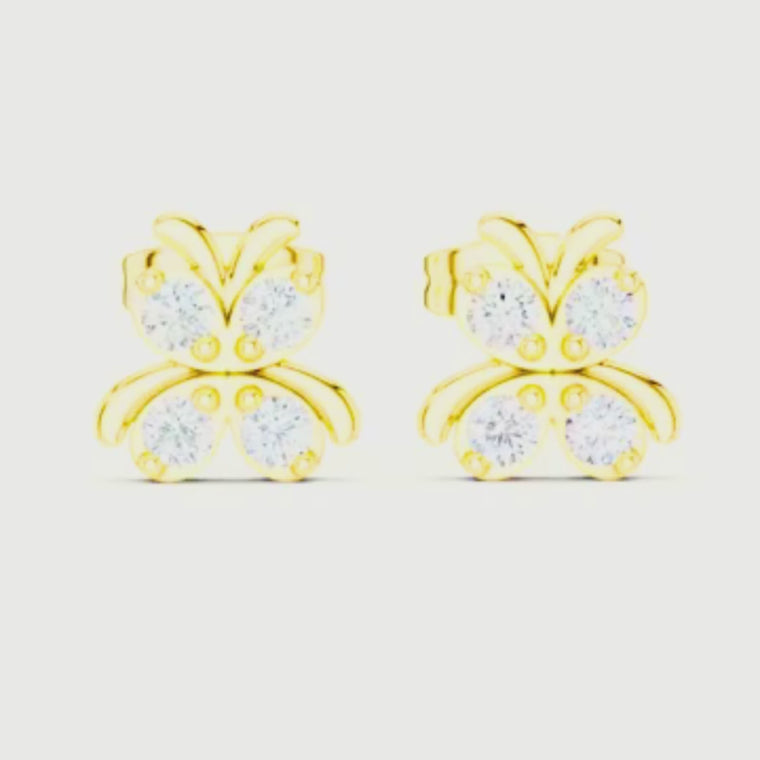 Sculpted Butterfly Brilliant Round Lab Diamond Earrings video