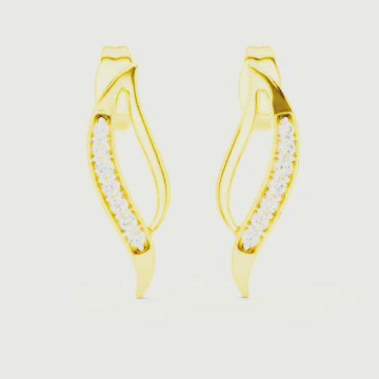 Serenova Curve Round Stud Earrings with Fluid Open Arc Design video