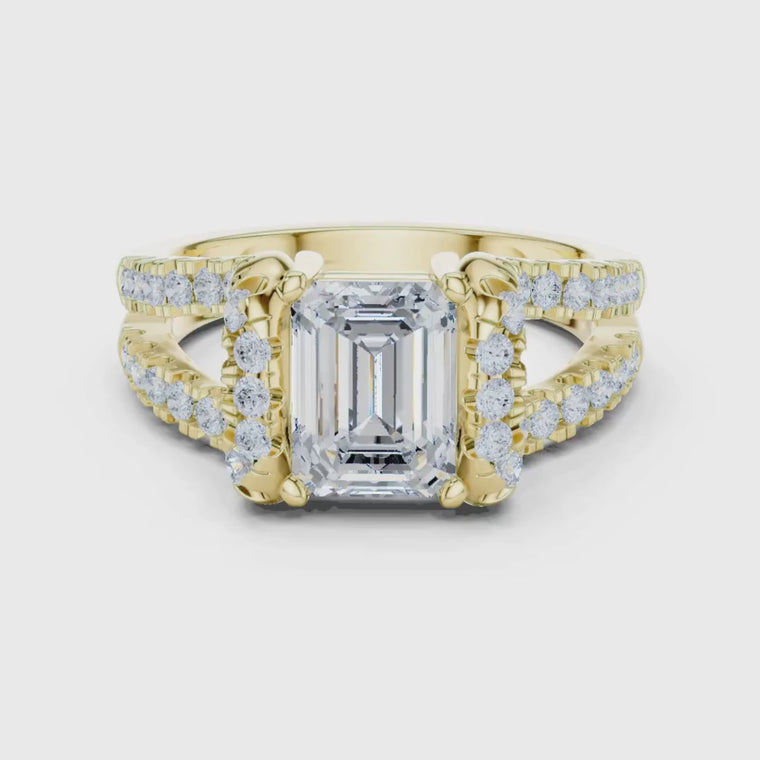 Emerald Cut Men's Architectural Pave Frame Wedding Ring video