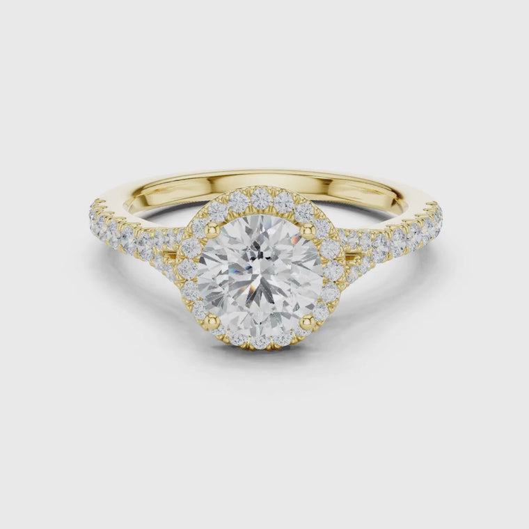 Round Halo Ring with Pave Band video
