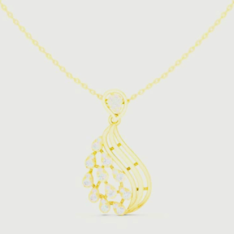 Leaf Swirl Pendant Necklace with Round Stones video