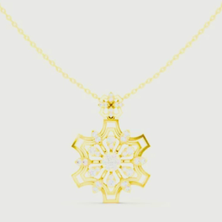 Round Snowflake Floral Pendant Necklace video