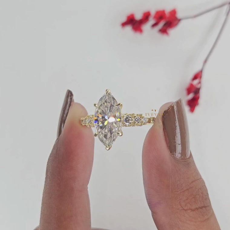 Marquise Cut Cluster Hidden Engagement Ring video