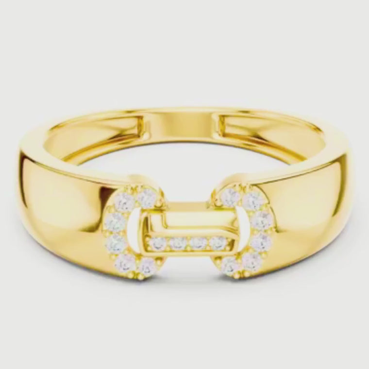 Round Cut Men's Equestrian Openwork Link Wedding Band video