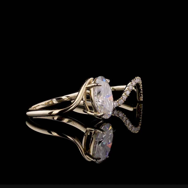 Oval Cut Bypass Pave Engagement Ring video