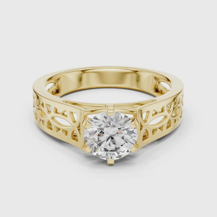 Round Filigree Solitaire Engagement Ring video