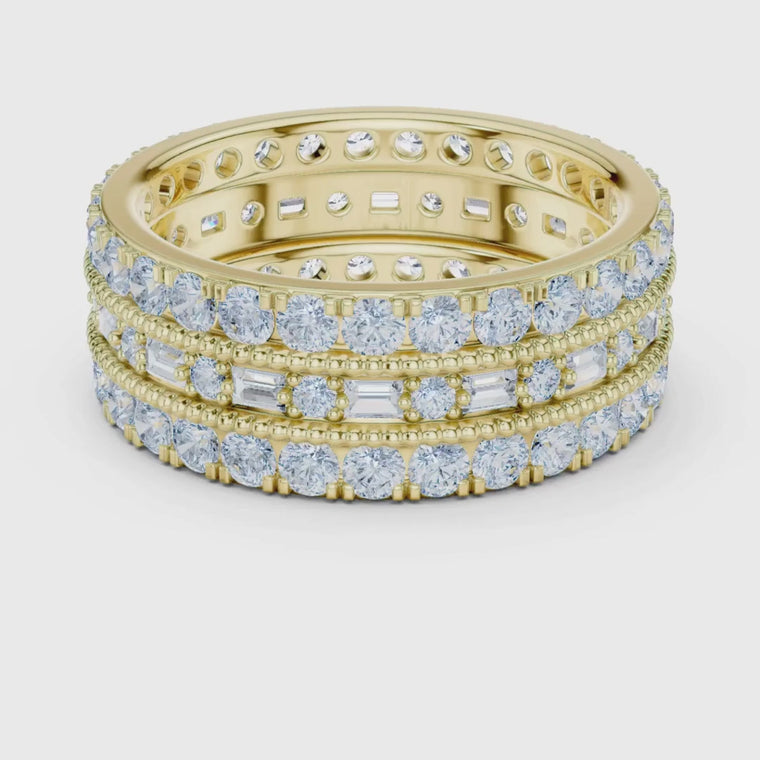 Triple Row Round Cut Eternity Band Ring video